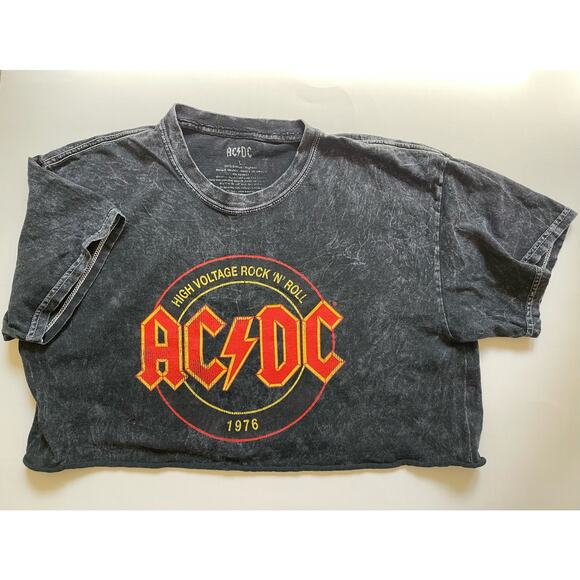 AC/DC Tops - AC/DC Cropped women’s T Shirt UK Lock up Your Daughters Tour 1976 L Large